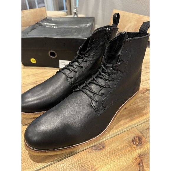 SUPPLY LAB Men's Black Jonah Lace-Up Leather Ankle Boot Sz 10 D NEW IN BOX - Picture 2 of 15